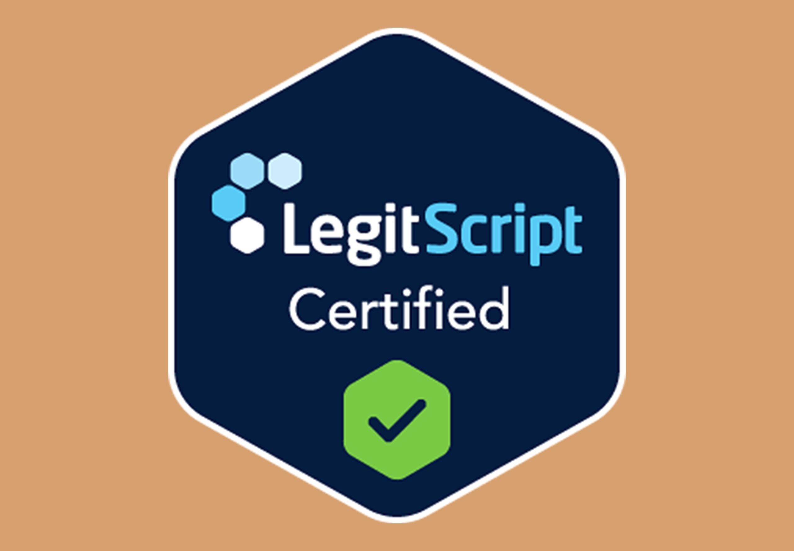 LegitScript certification badge for Empowered Recovery Kansas City
